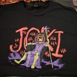 Joki Evil Joker Black Tee with Purple and Red Joker Graphic. Vintage 90's.